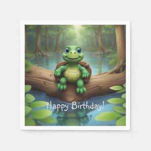 Serviette En Papier Joyeux anniversaire de la tortue