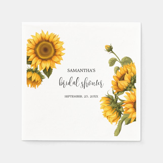 Serviette En Papier Joyeux Anniversaire de Mariage aux Tournesols (Devant)