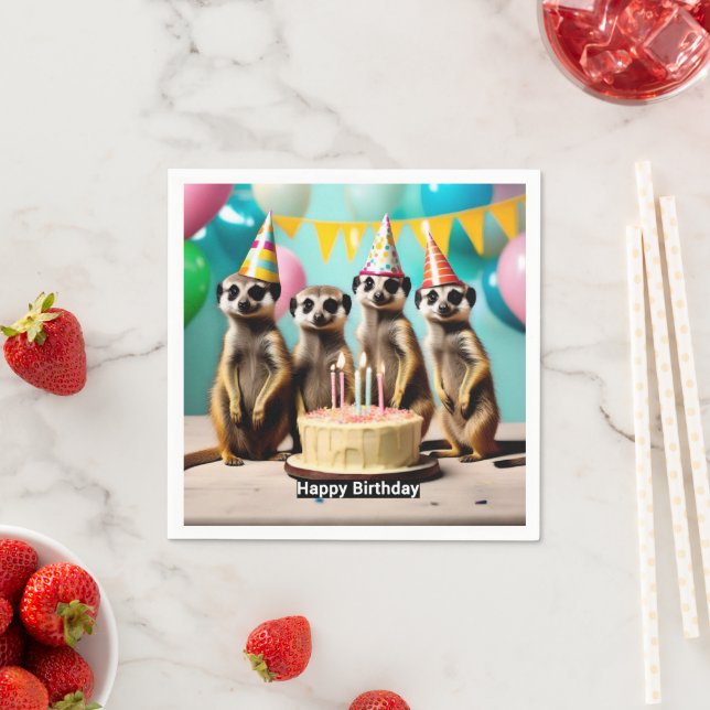 Serviette En Papier Joyeux anniversaire de Meerkat, (En situation)