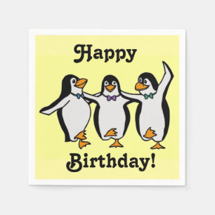 Serviette En Papier Joyeux Anniversaire des pingouins dansants !
