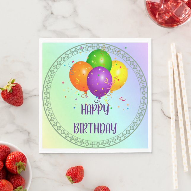 Serviette En Papier Joyeux anniversaire, design populaire, (En situation)