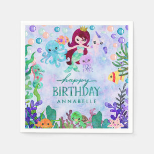 Serviette En Papier Joyeux anniversaire d'océan d'animaux de thème