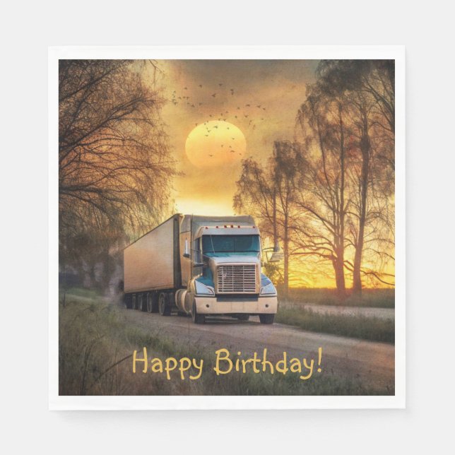 Serviette En Papier Joyeux anniversaire du camionneur (Devant)