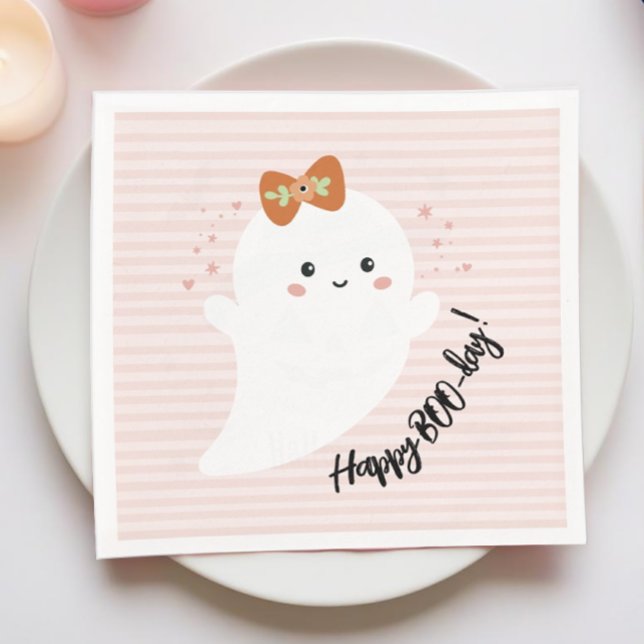 Serviette En Papier Joyeux anniversaire du Fantôme de la journée BOO (Happy Booday Halloween Birthday Party Napkin)