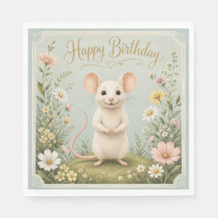Serviette En Papier Joyeux Anniversaire du Jardin de la Souris Douce
