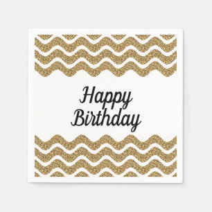 Serviette En Papier Joyeux Anniversaire écriture élégante paillettes o