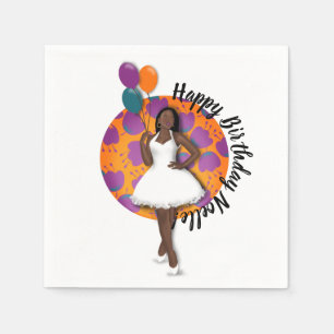 Serviette En Papier Joyeux anniversaire ! Femme noire, Ballons & Fleur
