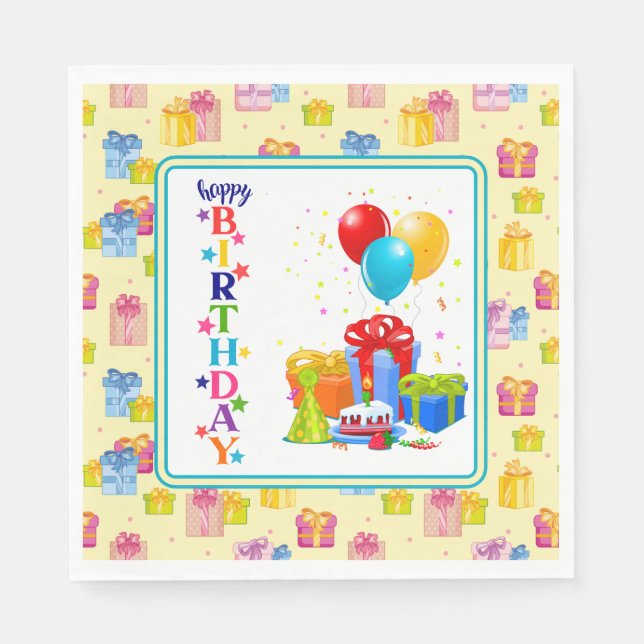 Serviette En Papier Joyeux Anniversaire Fête (Devant)