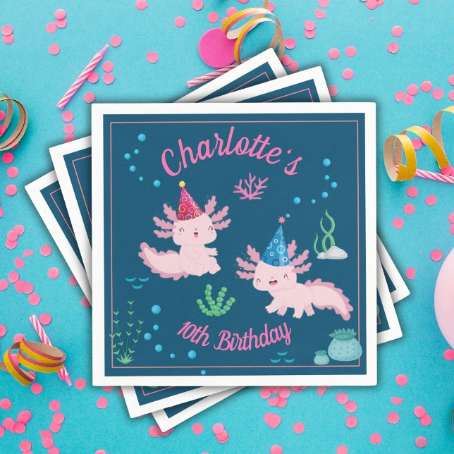 Serviette En Papier Joyeux Anniversaire Fête de l'Axolotl (Créateur téléchargé)