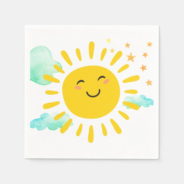 Serviette En Papier Joyeux Anniversaire Fête du Soleil (Devant)