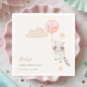 Serviette En Papier Joyeux Anniversaire Fille Ballon Volant Raton Lave