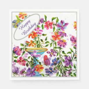Serviette En Papier Joyeux anniversaire FLOWER GARDEN PARTY