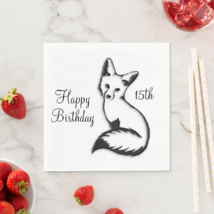 Serviette En Papier Joyeux anniversaire Fox w Age