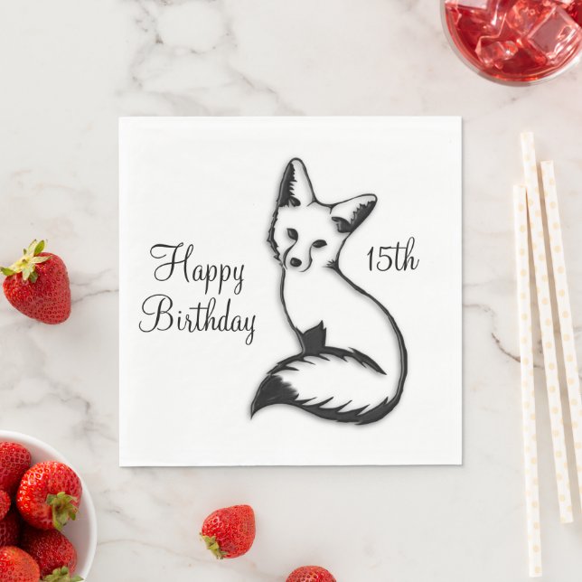 Serviette En Papier Joyeux anniversaire Fox w Age (En situation)