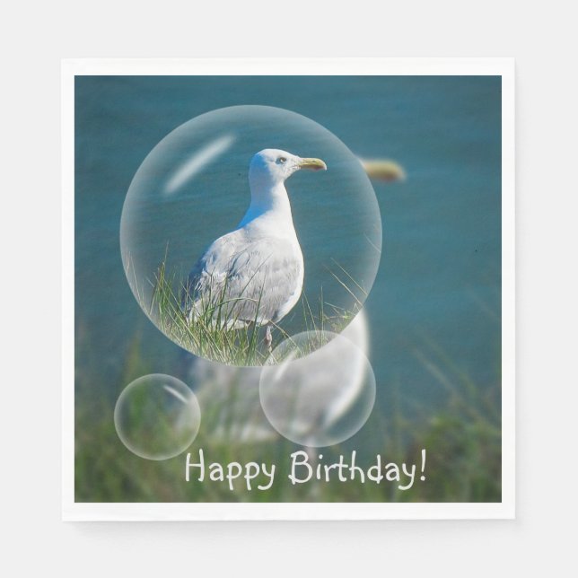 Serviette En Papier Joyeux Anniversaire Fun Seagull (Devant)
