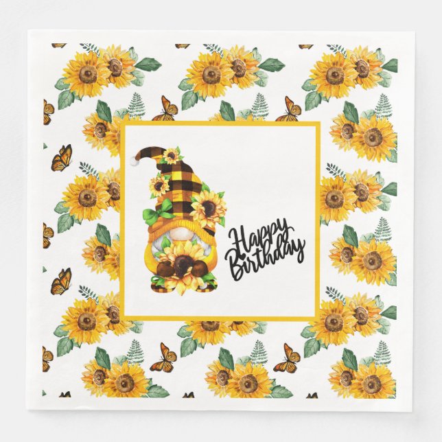 Serviette En Papier Joyeux Anniversaire Gnome (Devant)