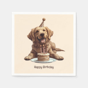 Serviette En Papier Joyeux Anniversaire Golden Retriever Chien