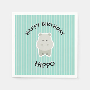 Serviette En Papier Joyeux anniversaire Hippo Cute Party Animal