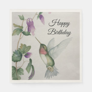 Serviette En Papier Joyeux anniversaire Hummingbird Party Amusant élég