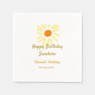 Serviette En Papier Joyeux anniversaire jaune soleil orange anniversai