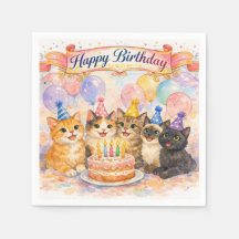 Joyeux Anniversaire Jolies Fêtes Chat Nappe en Pap