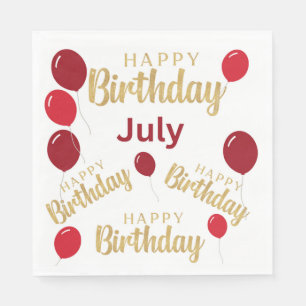 Serviette En Papier Joyeux anniversaire Juillet anniversaires Papier N