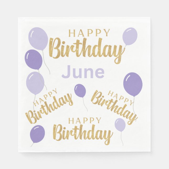 Serviette En Papier Joyeux anniversaire Juin anniversaires Papier Napk (Devant)