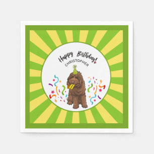 Serviette En Papier Joyeux anniversaire Labradoodle fête personnalisée