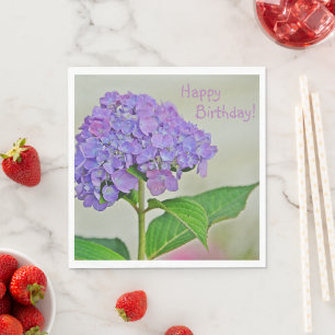 Serviette En Papier Joyeux Anniversaire Lavande Hydrangea