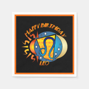 Serviette En Papier Joyeux anniversaire Leo Zodiac Signal de naissance