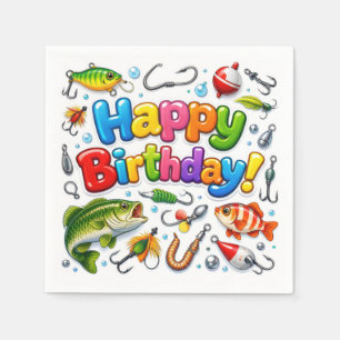 Serviette En Papier Joyeux Anniversaire Leurres et Hameçons