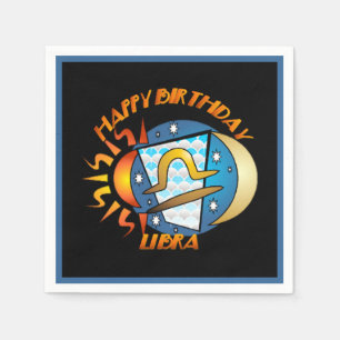 Serviette En Papier Joyeux Anniversaire Libra Zodiac Signal de naissan