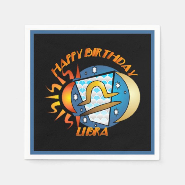 Serviette En Papier Joyeux Anniversaire Libra Zodiac Signal de naissan (Devant)