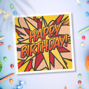Serviette En Papier Joyeux Anniversaire Livre de Bande Dessinée Amusan