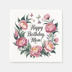 Serviette En Papier Joyeux anniversaire Maman Design Floral