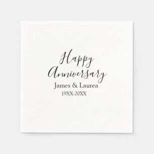 Serviette En Papier Joyeux anniversaire mariage nom date année simple