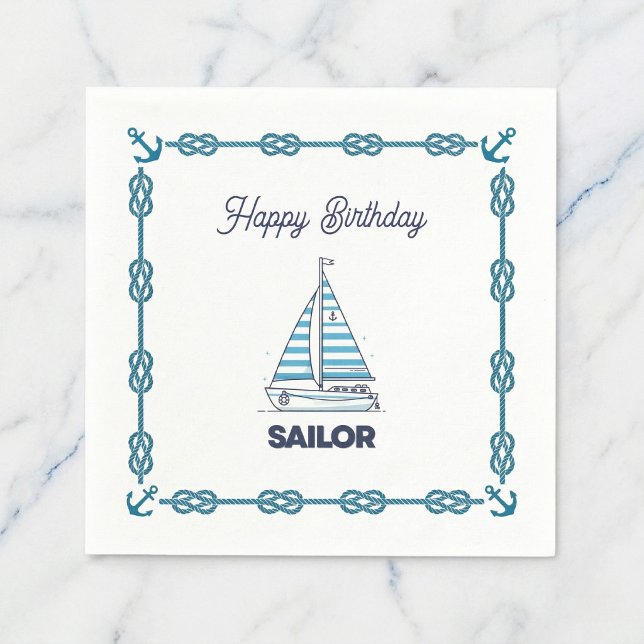 Serviette En Papier Joyeux Anniversaire Marin (Celebrate with smooth sailing vibes.)