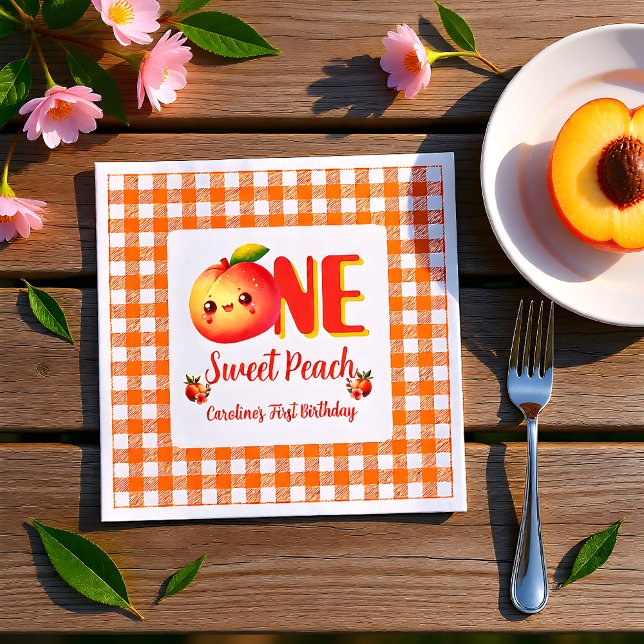 Serviette En Papier Joyeux Anniversaire Mignon Peach Été  (Créateur téléchargé)