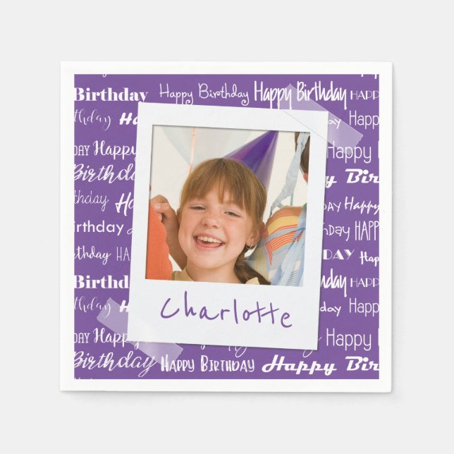 Serviette En Papier Joyeux Anniversaire Modèle Purple Party Enfants Ph (Devant)