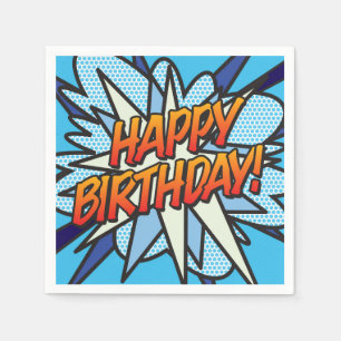 Serviette En Papier JOYEUX ANNIVERSAIRE Moderne Fun Blue