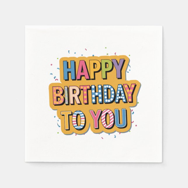 Serviette En Papier Joyeux Anniversaire Motif (Devant)