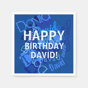 Serviette En Papier "Joyeux anniversaire" (n'importe quel nom) Bleu