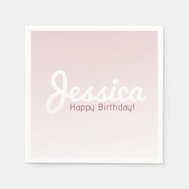 Serviette En Papier Joyeux anniversaire, Nom personnalisable | Rose Om (Devant)
