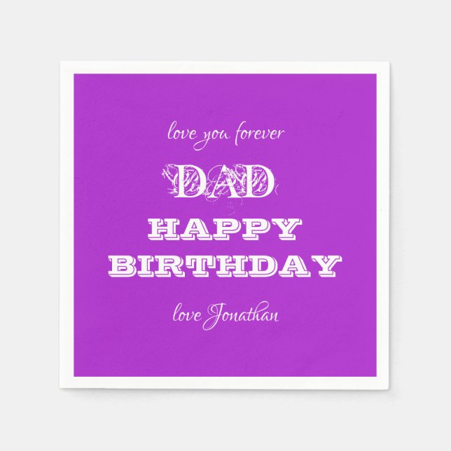 Serviette En Papier Joyeux anniversaire papa personnalisé papier migno (Devant)
