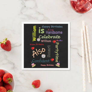 Serviette En Papier Joyeux Anniversaire Papier Napkins William