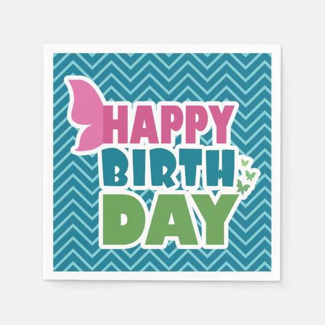 Serviette En Papier Joyeux anniversaire papillon bleu papillon serviet (Devant)