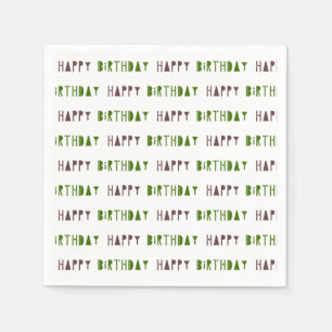 Serviette En Papier Joyeux Anniversaire Party Vert & Marron 