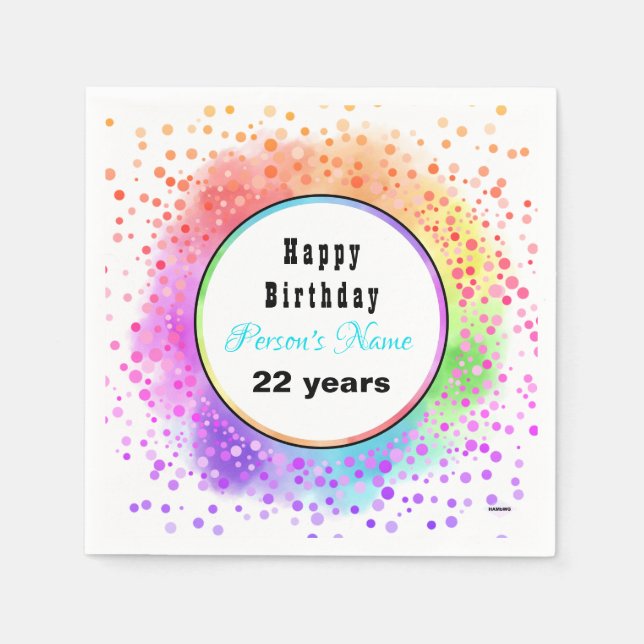 Serviette En Papier Joyeux Anniversaire Pastel Papier Napkins - HAMbyW (Devant)