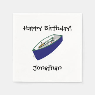 Serviette En Papier Joyeux Anniversaire Pêche Bateau Papier Napkins