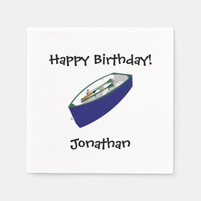 Serviette En Papier Joyeux Anniversaire Pêche Bateau Papier Napkins (Devant)